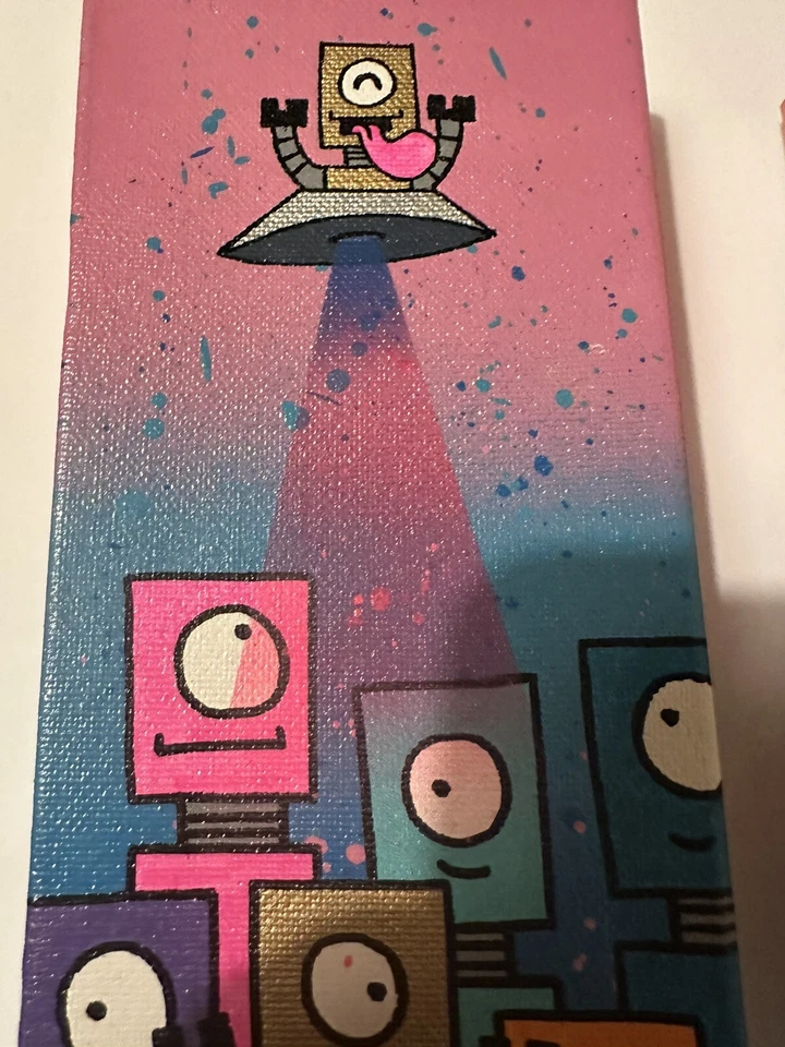 Robot Arte Acrílico Colorido Abstracto Arte POP ART Anime Surrealista Conjunto De 2 Foto 2 de 4