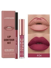 Langmanni 2 pieces liquid lipstick and lip liner