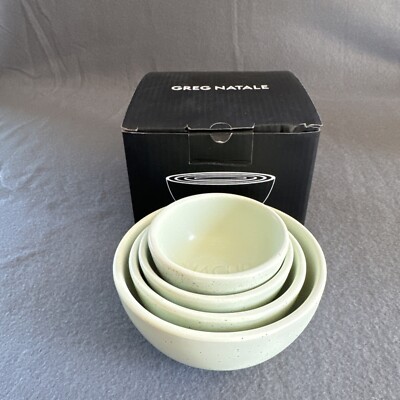 Greg Natale  Ceramic Measuring Cup Bowls Soft Mint Green Set of 4 New In Box