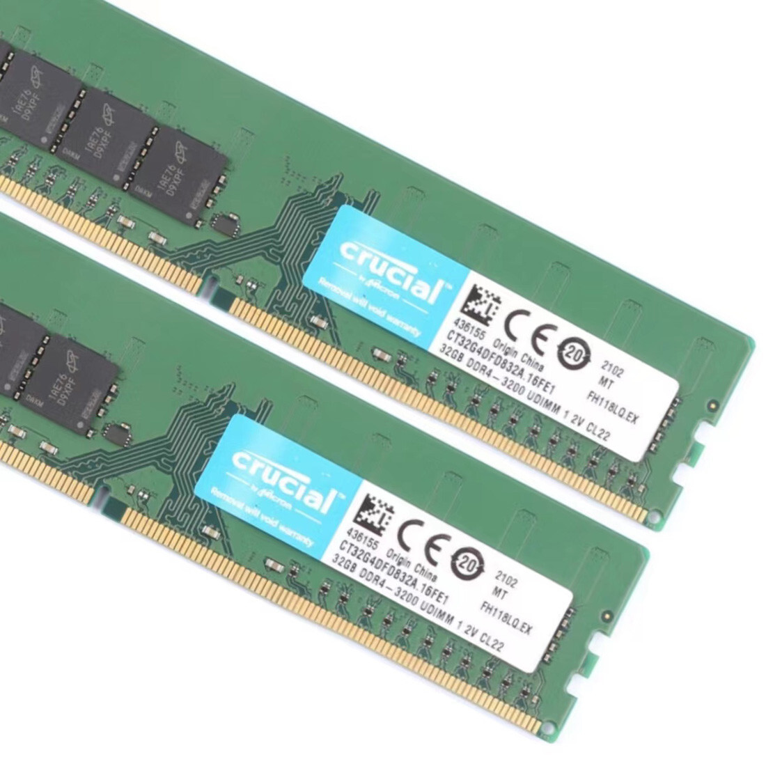 New Crucial 128GB (4X32GB) DDR4 3200MHz PC4-25600 UDIMM Memory Ram