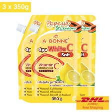 350g x 3 : A BONNE  Spa C Lemon  Papaya Whitening Salt Scrub Pouring Cap
