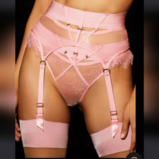 Honey Birdette Belinda Pink Garter Belt - M
