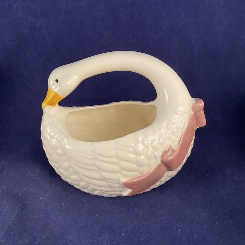 1985 Hand Painted Lefton China Goose Swan Planter  Made in Japan