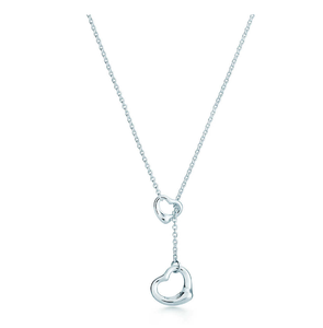 Tiffany & Co Elsa Peretti 925 Silver Double Open Heart Pendant Necklace 18
