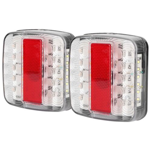 (white Double Colors Lamp Cover)2Pcs 12V 24V 20LED Rear Lights For Trailer - Picture 1 of 7