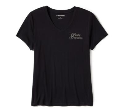 Harley-Davidson T-Shirt Rose & Thorn Bling, Schwarz, Rayon, Gr. XS-3XL