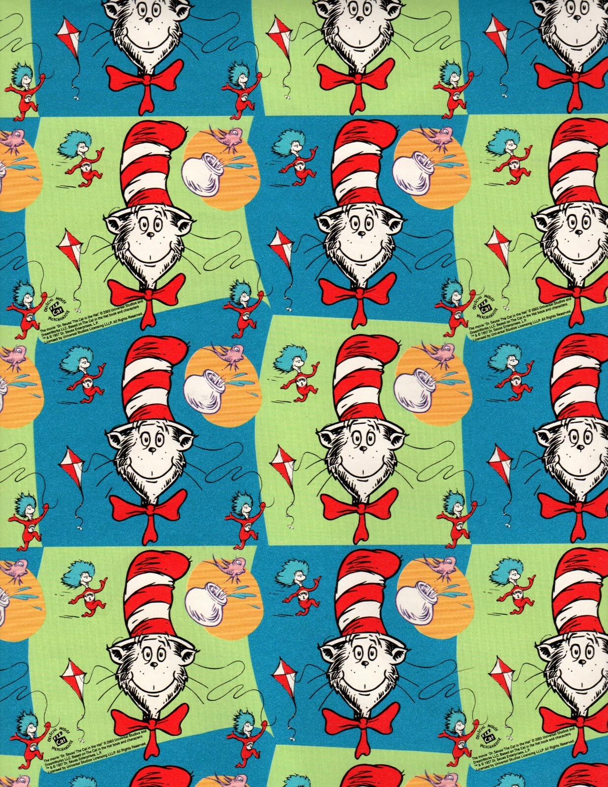 Dr Seuss Gift Wrap The Cat In The Hat Movie 30 X 29 Wrapping Paper Thing 1 2