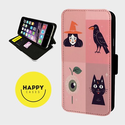 HEXENKATZE RABENZAUBER - Kunstleder Klapp Handy Hülle Cover - iPhone/Samsung