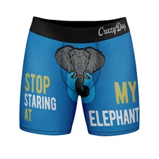 Mens Stop Staring At My Elephant Boxer Briefs Funny Animal Underwear Elephant