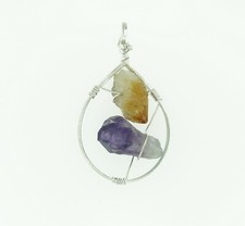 Handmade Wire Wrapped Natural Gemstone Stainless Pendant