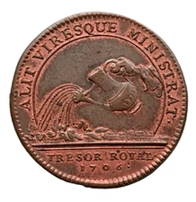 JET 117. Louis XIV Token. ROYAL TREASURE 1706