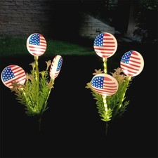 Solar American Flag Light Led Outdoor Waterproof Ground Lawn Light Garden Decor