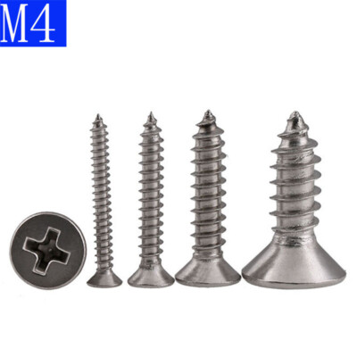 M4 316 Stainless Steel Phillips Cross Countersunk Head Tapping Screws DIN 7982