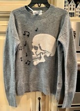 NWT Autumn Cashmere Kids Singing Skull Grey Sweater Sz 8