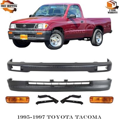 Front Bumper Primed Steel & Bumper Brackets Kit For 1995-1997 Toyota Tacoma
