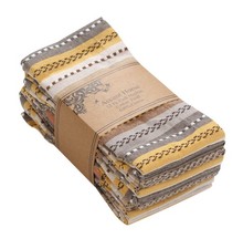 100 Cotton Salsa Stripe Napkin Set of 12 18x18 inch Beige/Mustard Multicolour...
