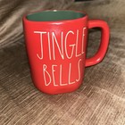 Tk Maxx Christmas Rae Dunn Large Red Ceramic Mug Cup Jingle Bells USA Import