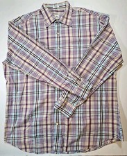Peter Millar Spread Collar Blue Purple Yellow Plaid Sz XL Shirt - MS12W02CHL