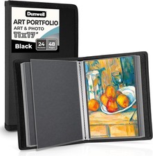 Dunwell 11x17 Art Portfolio Binder with Black Mounting Paper Black , Large