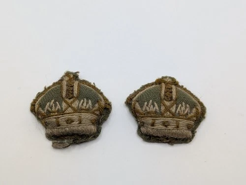 2 X WW2 British Army Crown Cloth Patches – Military Uniform Insignia.