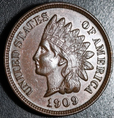 1909 INDIAN HEAD CENT - With LIBERTY & 4 DIAMONDS - AU UNC