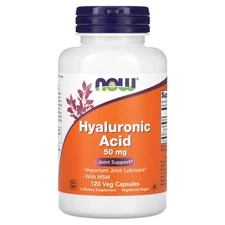Now Foods Hyaluronic Acid 50mg 120 Veg Capsules GMP Quality Assured, Kosher,