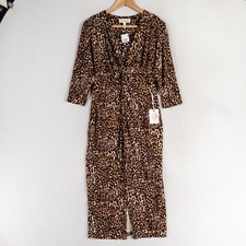 Jessica Simpson Maternity Dress Sz Medium Brown Leopard Print Stretch Knit NEW