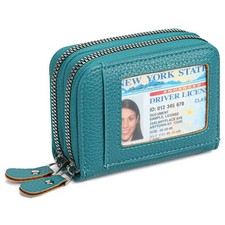 Credit Card Holder Wallet RFID Blocking Leather Small Wallet for Women Double...