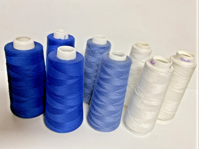 Maxi Lock Sewing Thread Cone Spools Lot 8 Blue / White Cone - Talon Maxilock