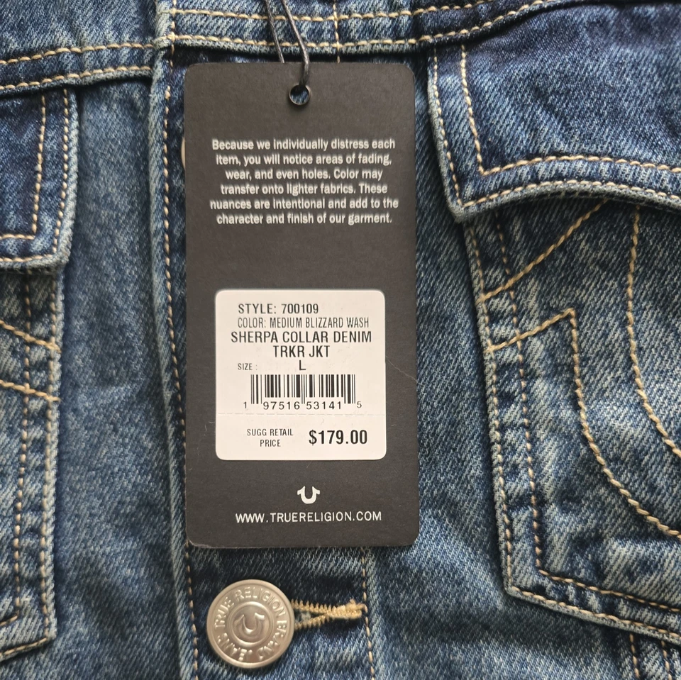 Chaqueta True Religion Para Hombres Grande Camionero Sherpa Cuello de Oveja (NUEVA CON ETIQUETAS) Foto 2 de 4