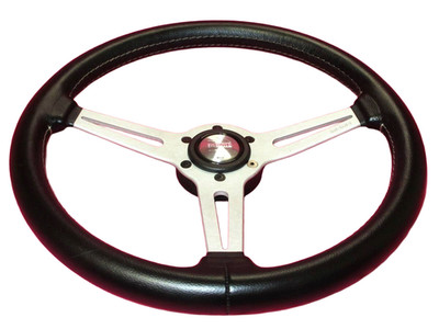 MOMO RETRO Leather Steering Wheel 355mm Silver JDM Porsche 911 BMW