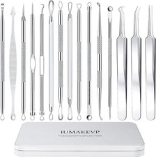 Pimple Popper Tool Kit, IUMAKEVP 15 PCS Professional Stainless Steel Blackhead R