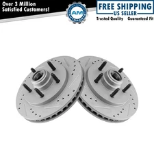 Performance Brake Rotor Drilled Slotted G-Coated Front Pair for Ford