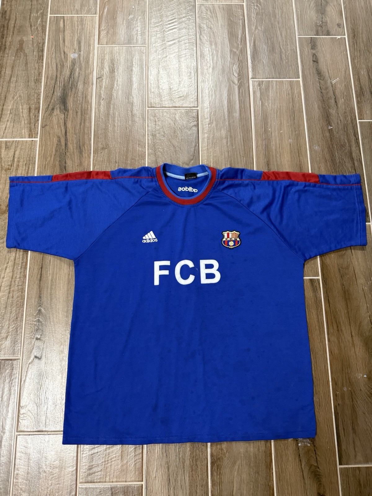 VTG Adidas FC Barcelona FCB Training Jersey Men’s XL Blue Red Soccer Futbol