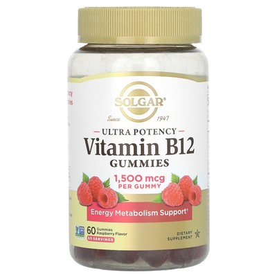 Ultra Potency Vitamin B12 Gummies, Raspberry, 1,500 mcg, 60 Gummies
