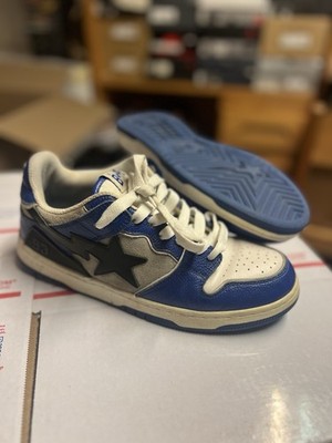 A Bathing Ape Bape Sta Blue Gray Black White Low Top Sneakers
