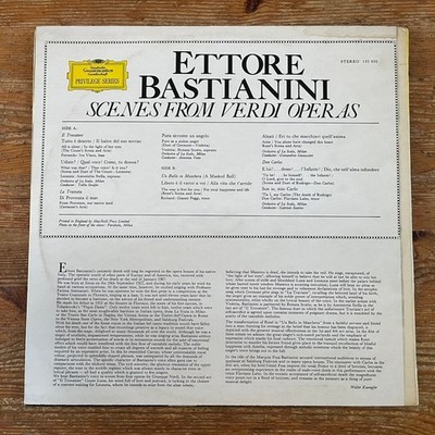 Ettore Bastianini   Scenes From Verdi Operas LP 1966 World Series Opera 33 RPM