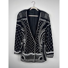 Pretty Little Things Sz.US14 Black Velvet Beaded Jacket 