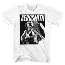 Image of Aerosmith - Black & White - American Classics - Solid White Adult Short Sleeve T