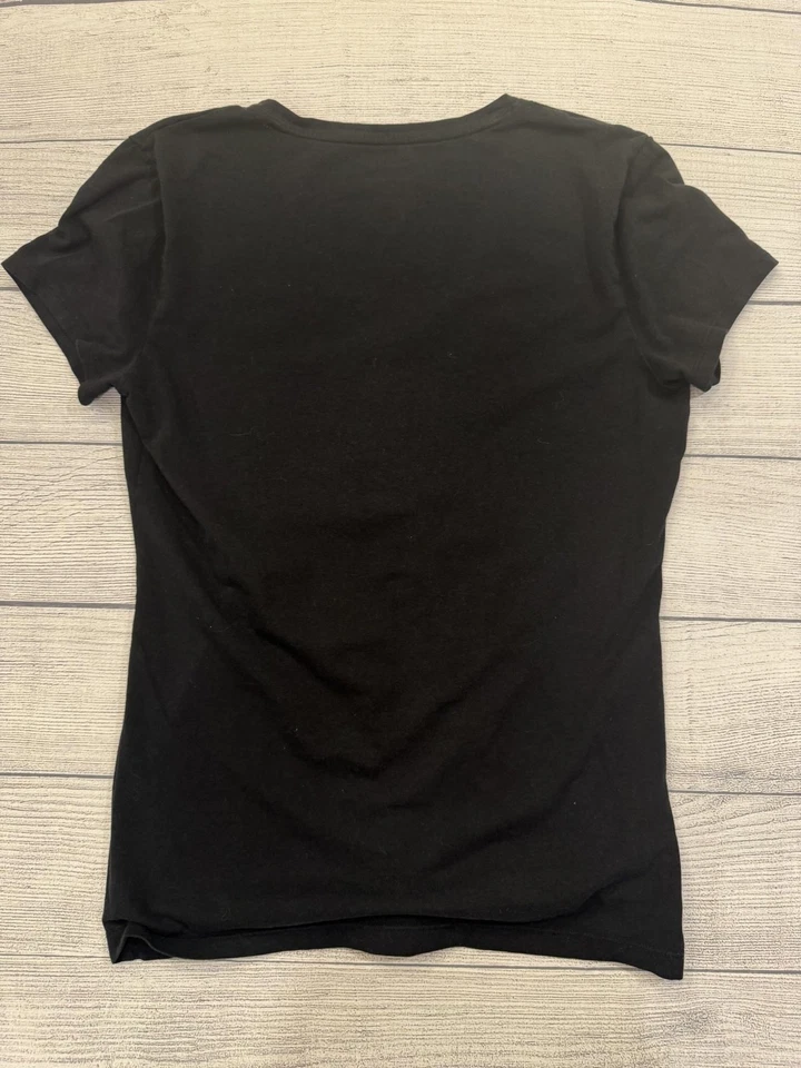 Camisa Banana Republic para mujer XS negra camiseta atemporal cuello en V manga corta elástica Foto 3 de 4