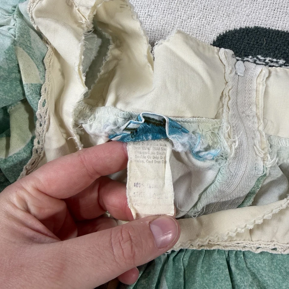 Vintage 1960s Penneys Hawaii Maxi Dress Women's XS Green Bird Print Flutter - Image 4 of 4