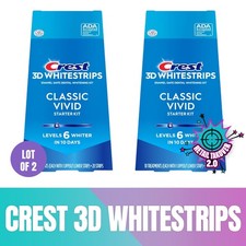 Crest 3D Whitestrips, Classic Vivid, Teeth Whitening Strip Kit Lot of 2