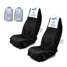 ZIMABLUE 2PC Waterproof Towel Car Seat Covers - 1kg 2 Pack Front Seats Black