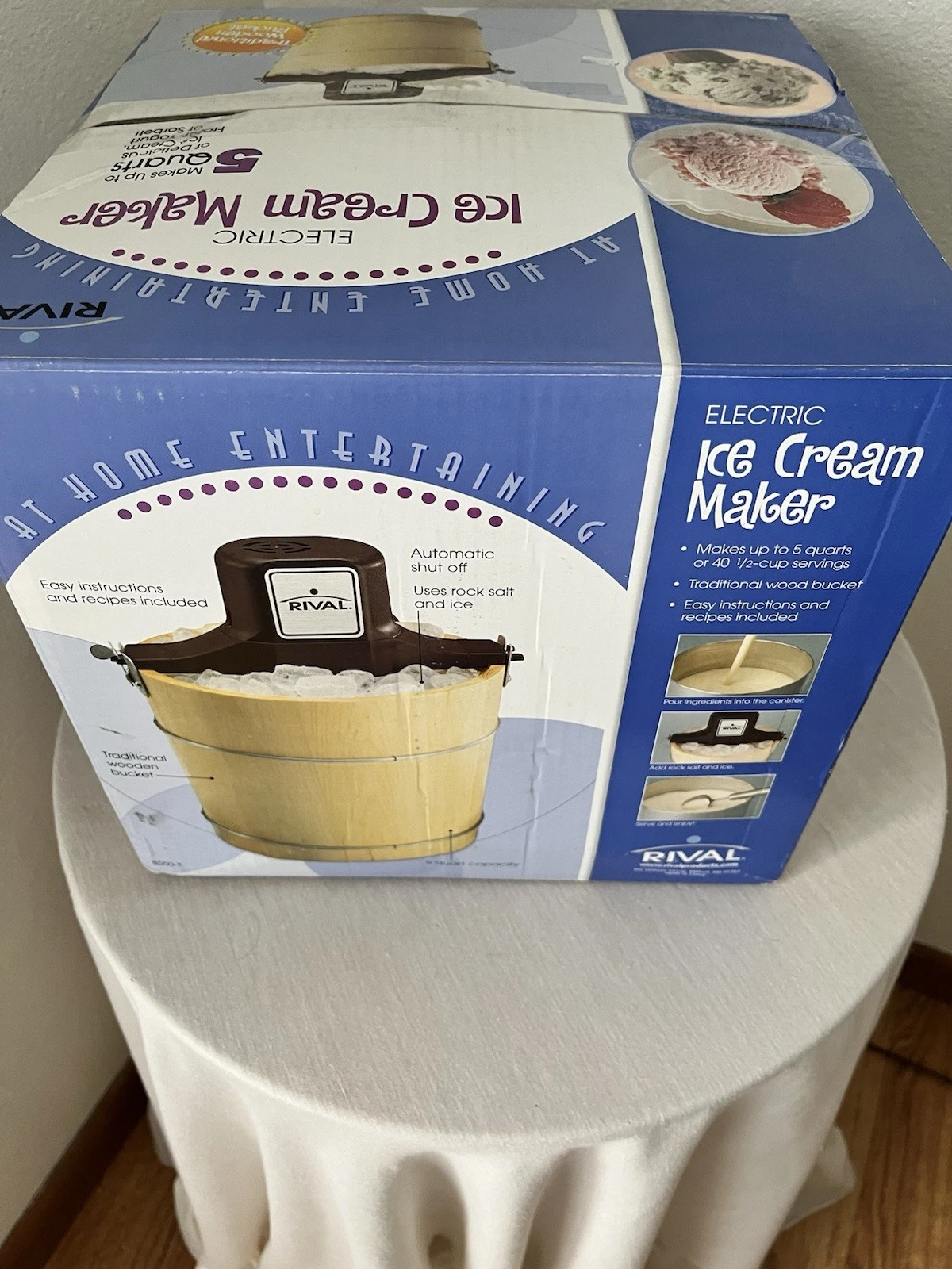 Rival Ice Cream Maker 5 Qt Wood Bucket Model 8550 New Box Opened But Not Used