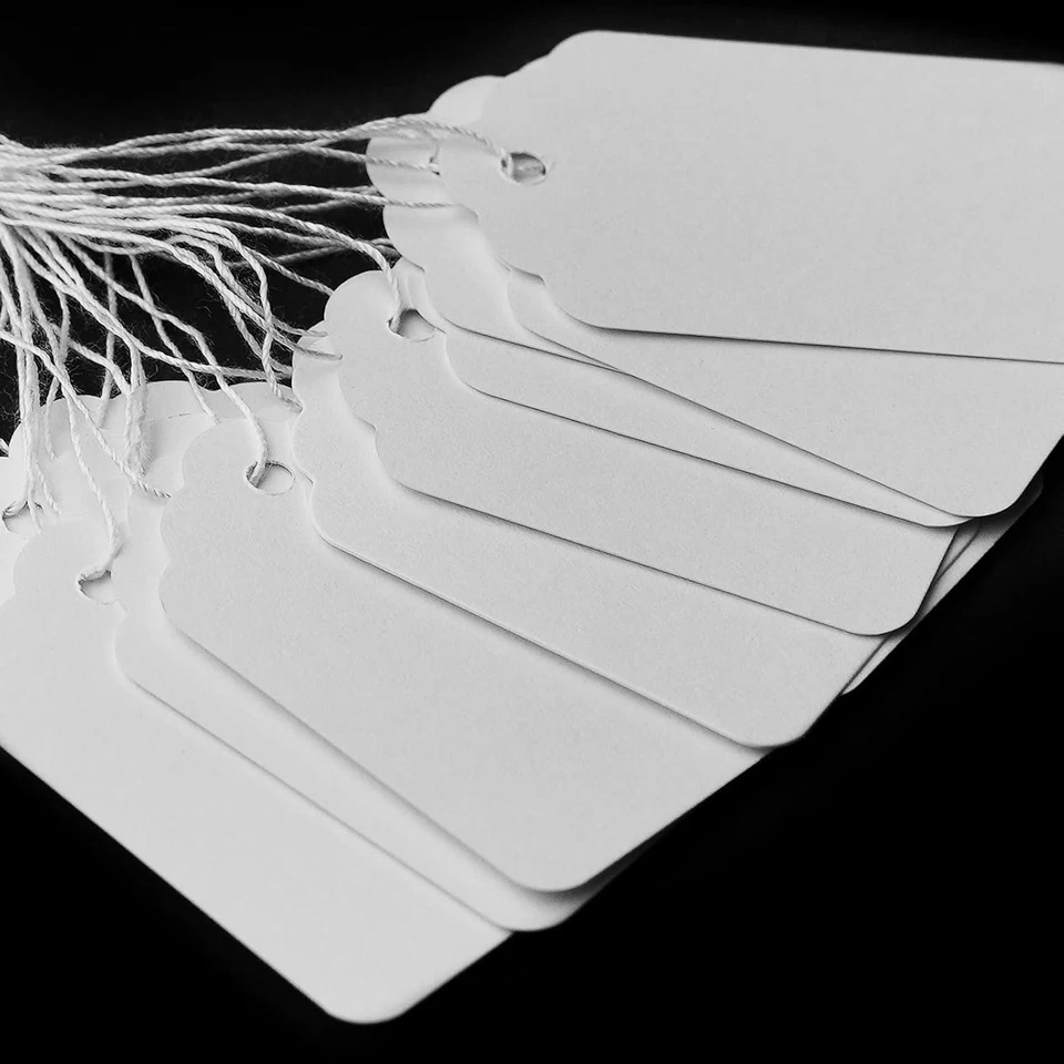 White Price Tags with String - 1000PCS Pre-Strung Paper String Tags for Pricing - Image 4 of 4