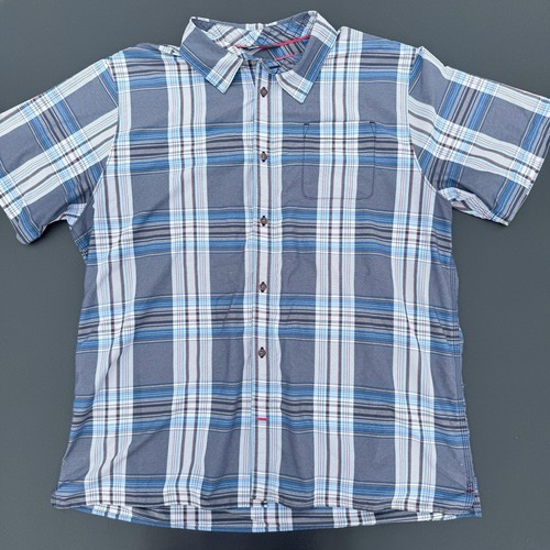 The North Face Shirt Mens XL Blue Plaid Short Sleeve Button Up Casual