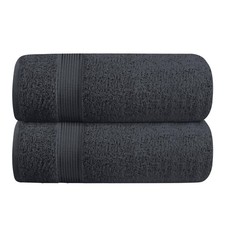Belizzi Home Cotton 2 Pack Oversized Bath Towel Set 28x55 Large, Charcoal