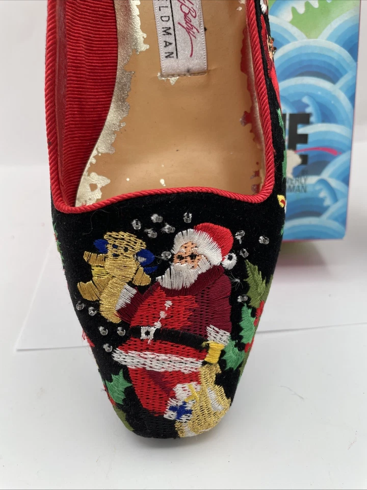 NUEVO EN CAJA Frankie And Baby Navidad Lentejuelas Zapatos Mujer Talla 8.5 Bordado Papá Noel Foto 2 de 4
