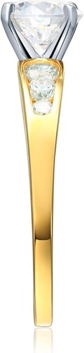 Echtring 2 kt Rundschliff Diamant 14 K Gelbgold Verlobung Hochzeit Versprechen - Bild 3 von 3
