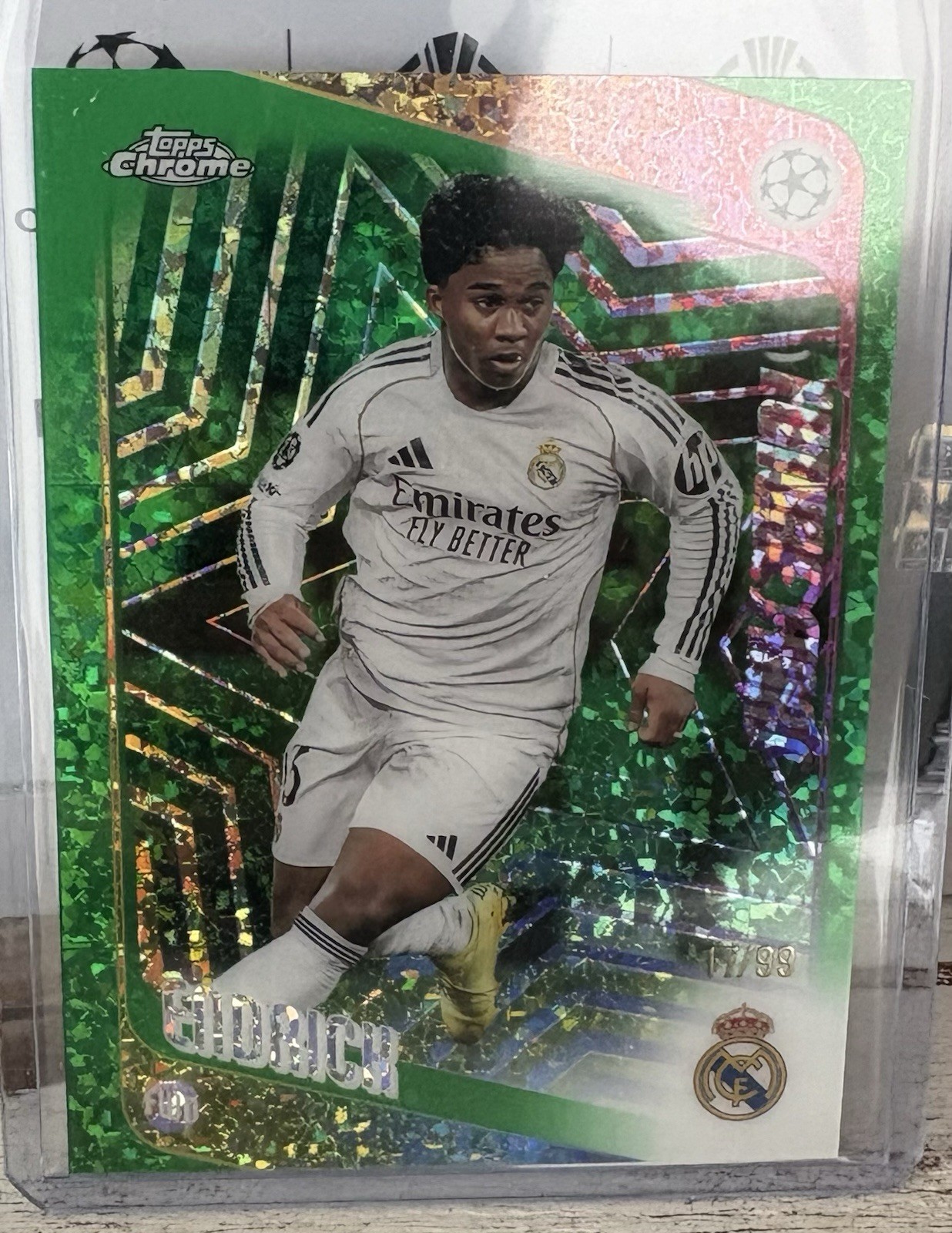 25/26 Topps Chrome UEFA  Endrick #86. Green speckle refractor 17/99 Fresh pull